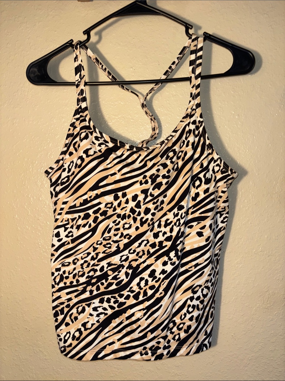 EUC Victoria's Secret PINK animal print cami tank top featuring a built-in bra a